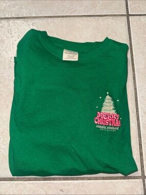 Simply Southern Green Tee with Pink 'Merry Christmas' Graphic